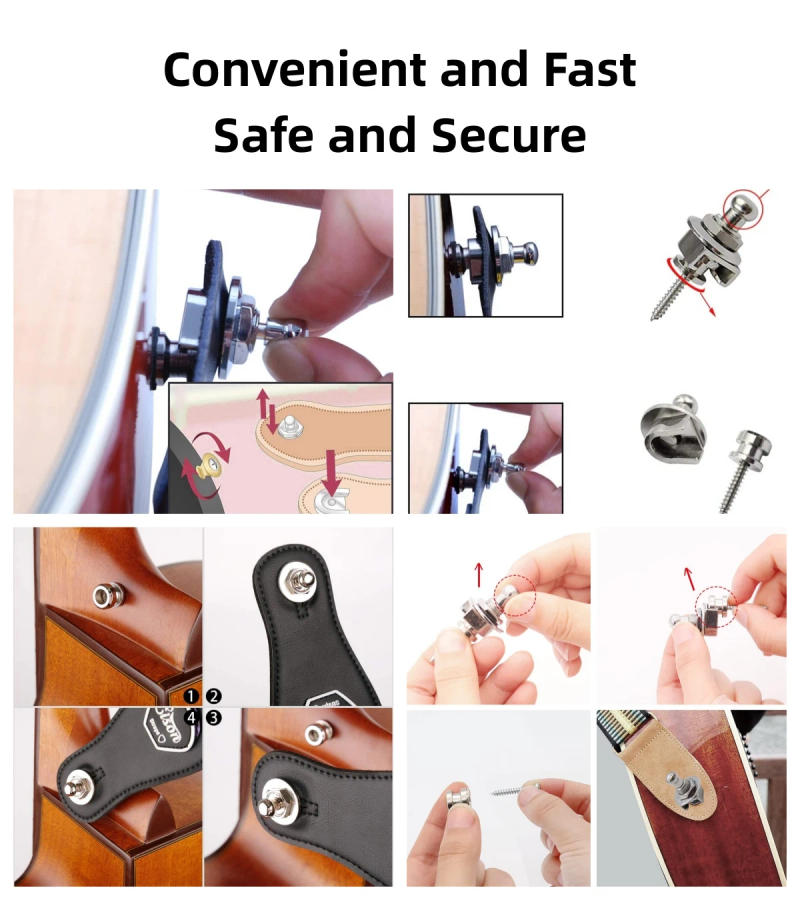 Description Picture 2 of itemGuitar Strap Buttons Pins 1/2PCS 3 Color For Choose Premium Guitar Strap Locks Metal Security Strap Buttons Metal End Pins