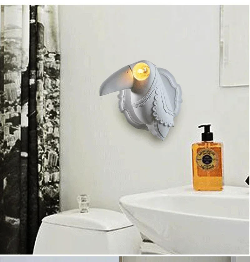 Description Picture 4 of itemNordic resin animal wall lamp modern Living Room Bedroom Bedside Toucan bird Wall Lights Luminaire Home Decor Light fixtures