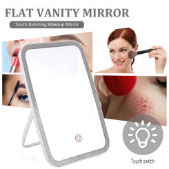 LED Makeup Mirror Lamp Touch Screen 3 Colors Dimmable Cosmetic Travel Mirror Light Portable Desk Vanity Mirrors USB Rechargeable