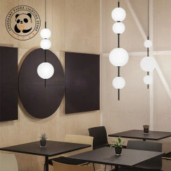 Italy Designer Pendant Light Art White Round Glass Beads Chandelier Cafe Bar Bedroom Kitchen Home Decoration LED Hanging Fixture