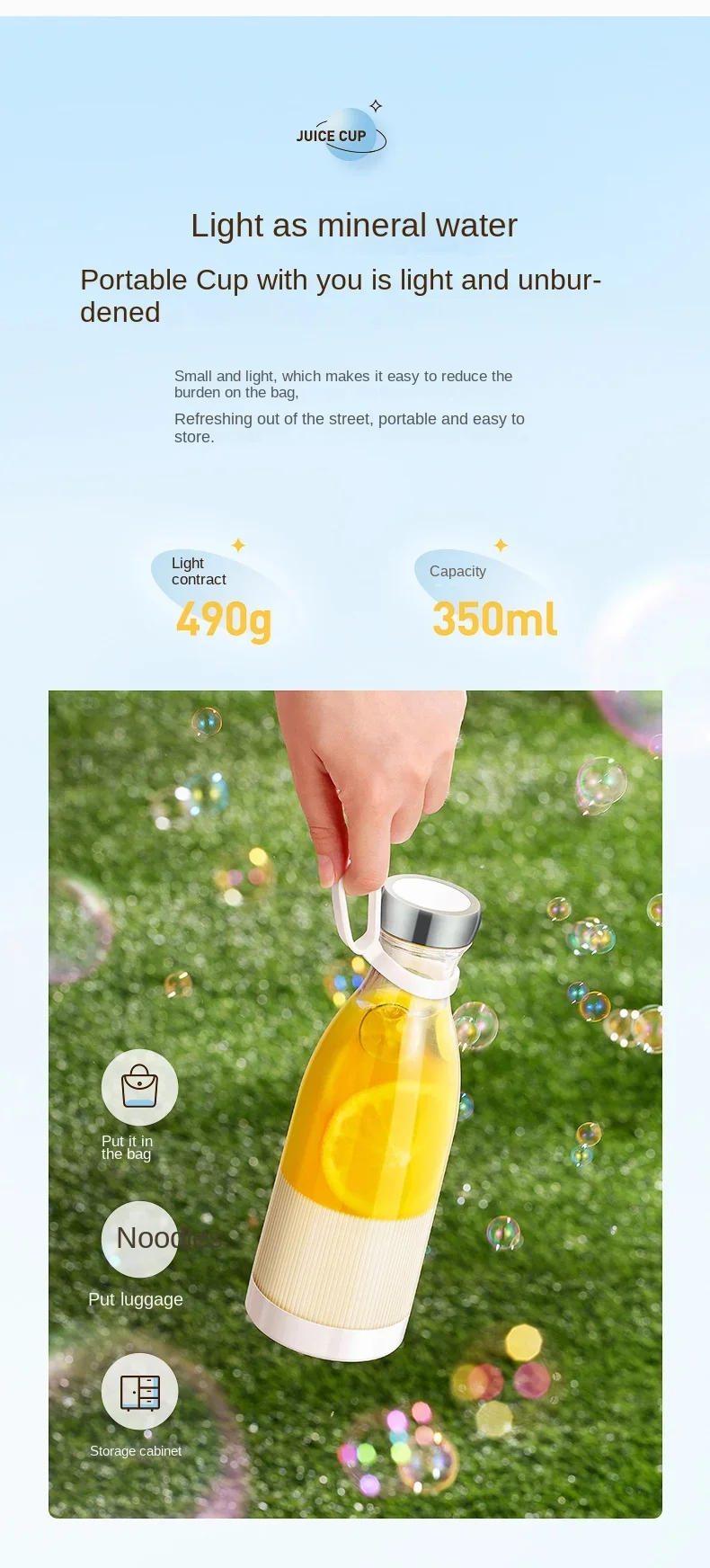 Description Picture 6 of itemElectric Orange Juicer Kitchen blenders  Bottle Portable Juicer Blender Wireless Fresh Juice Extractors Mixer machine
