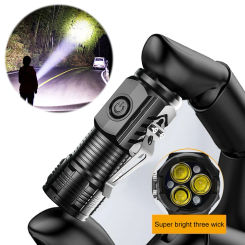 3LED Super Bright Flashlight 300LM Mini Portable Torch Waterproof Car Repair Working Lights USB Charging for Outdoor Camping Use