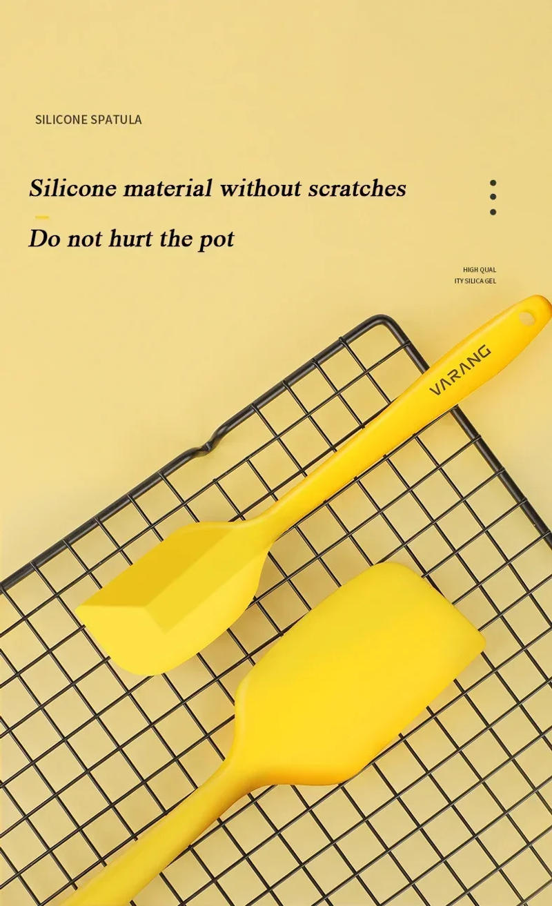 Description Picture 4 of item2 Pieces Silicone Spatula Set Gadget Tools Mixing Tool Utensils All for Kitchen and Home Baking Cake Cream Yellow/Brown Scraper