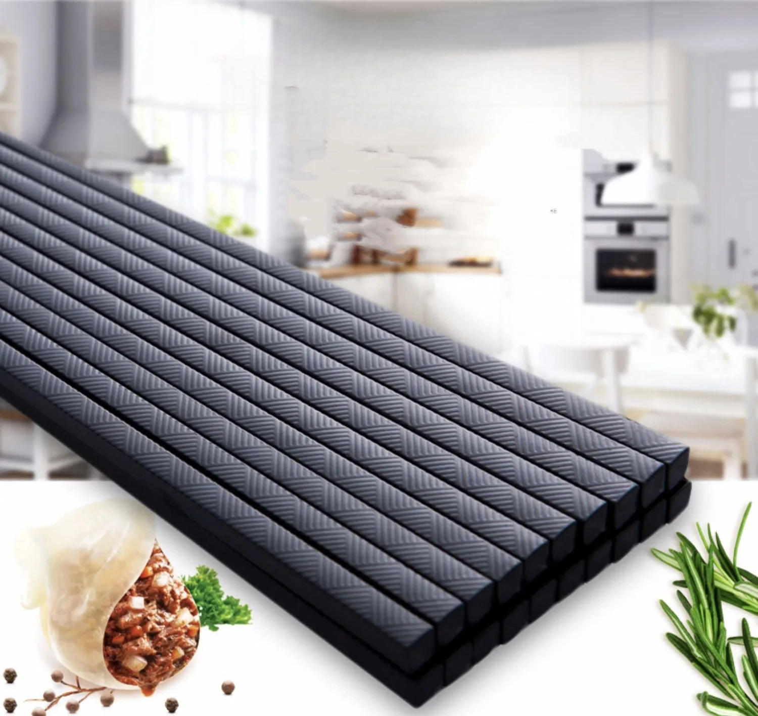 Description Picture 4 of itemNew Reusable Black Alloy Chinese Chopsticks Food Sushi Sticks Safe Bamboo Food Grade High Temperature Sterilizable Chopsticks