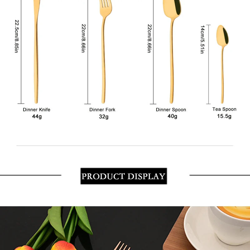 Description Picture 5 of item24Pcs Stainless Steel Dinnerware Set Kitchen Fork Spoon Knife Dinner Cutlery Set White Silver Western Flatware Tableware Set