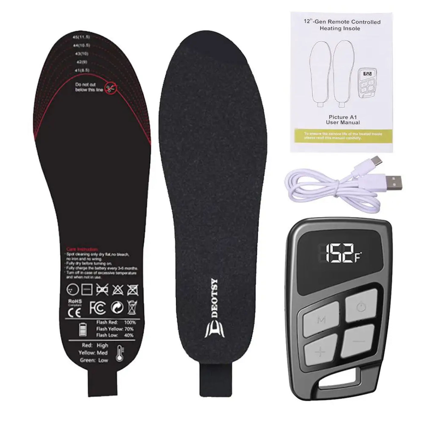 Description Picture 3 of itemMen Women Heated Insoles With 3500Mah Rechargeable Battery Wireless Remote Controlled Temperature Heating Insoles Foot Warmer