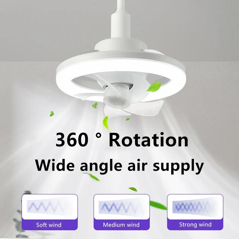 Description Picture 2 of itemLED 360° Shaking Head White Fan Light Silent Bedroom Study Bathroom E27 Screw Mouth Home Remote Control Small Ceiling Fan