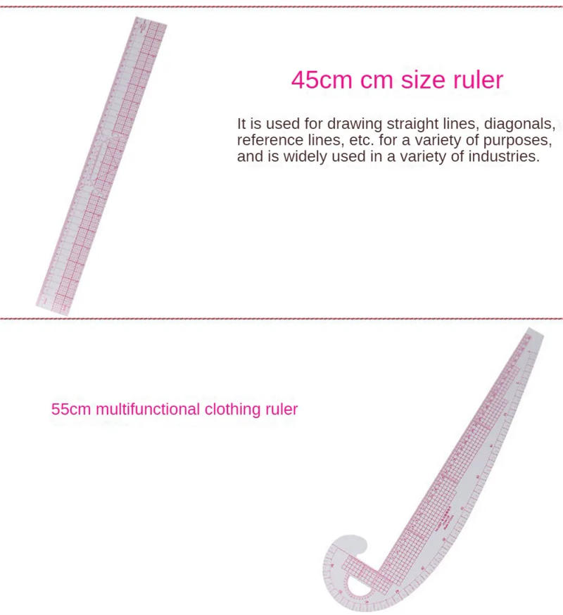 Description Picture 5 of itemSewing Rulers 9 Styles Plastic Sew French Curve Rule Perfect For Designers/Pattern Maker And Tailors Metric Curve Shaped Rulers