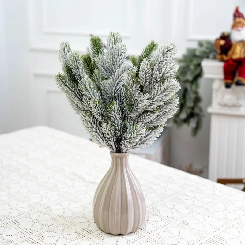 Description Picture 4 of item1pcs Christmas Tree Pine Branches Artificial Fake Plants Snow Pines Garland For Christmas Wreath Party Decor Xmas Gifts Ornament