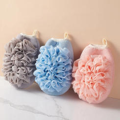 2 in 1 Skin-Friendly Floral Bath Ball Bath Mitt, Double-Sided Spa Scrub, Remove Dead Skin, Fragrance-Free, Bathroom Accessories