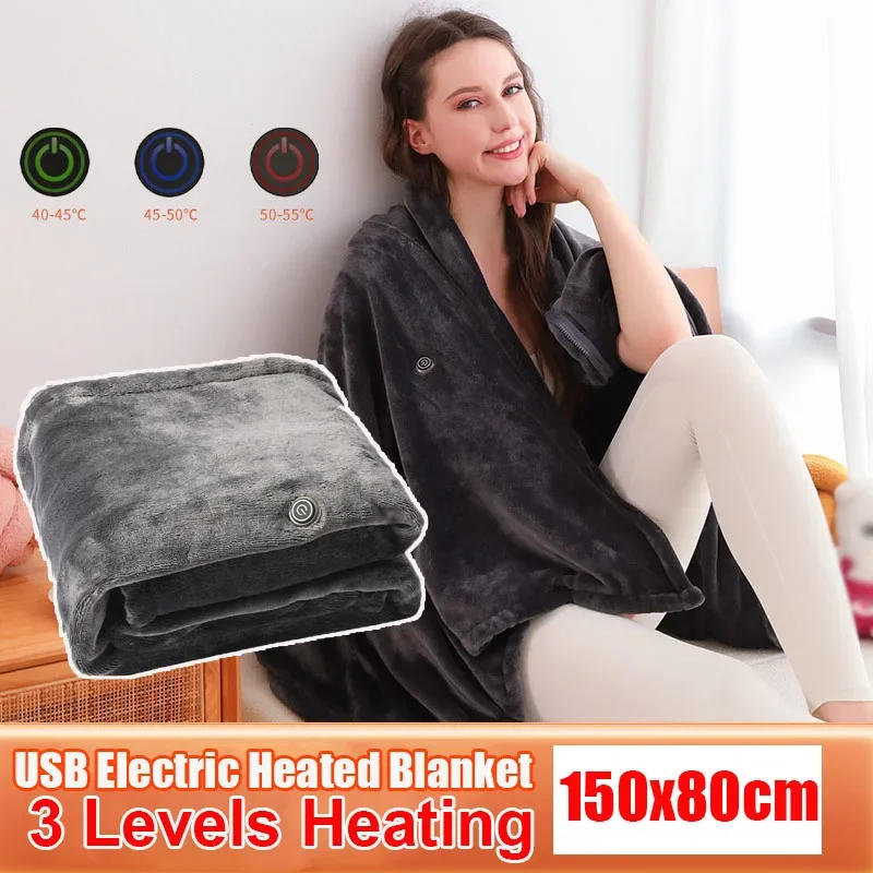 Description Picture 3 of item150x80cm Washable USB Electric Blanket Smart Thermostat Flannel Lambskin Nap Heating Pad Household Office Warm Body Blanket
