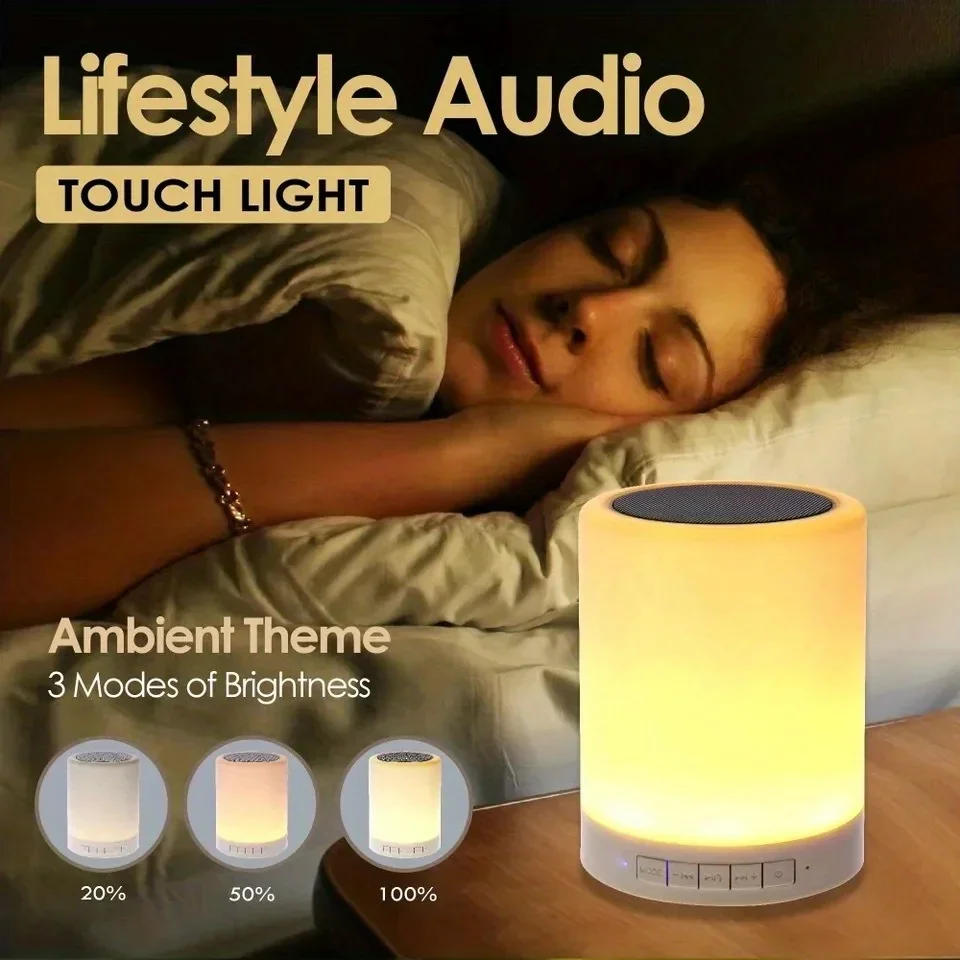 Description Picture 2 of item2024Bedside Table Lamp Wireless Bluetooth with Speaker Touch Light Colorful LED Night Dimming Atmosphere Table Lamp for Kid Gift