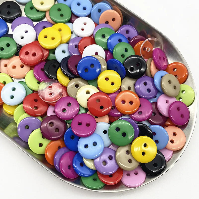 Description Picture 4 of item50pcs 11.5mm Colours Double Eye Bread Button Round Resin Sewing Buttons Diy Scrapbooking Multicolour