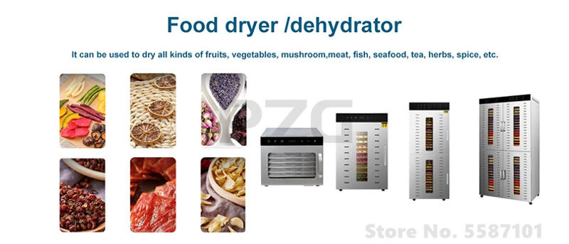 Description Picture 2 of itemAutomatic 32 40 48 Trays Food Dehydrator Beef Dryer Dried Meat Dry Vegetable Fruit Banana Chips Mango Dehydrate Drying Machine