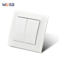 Wood Classic Flame Retardant Plastic Panel 2 Gang 1 Way Wall Switch On / Off Rocker Switch 16A AC 250V 86mm*86mm