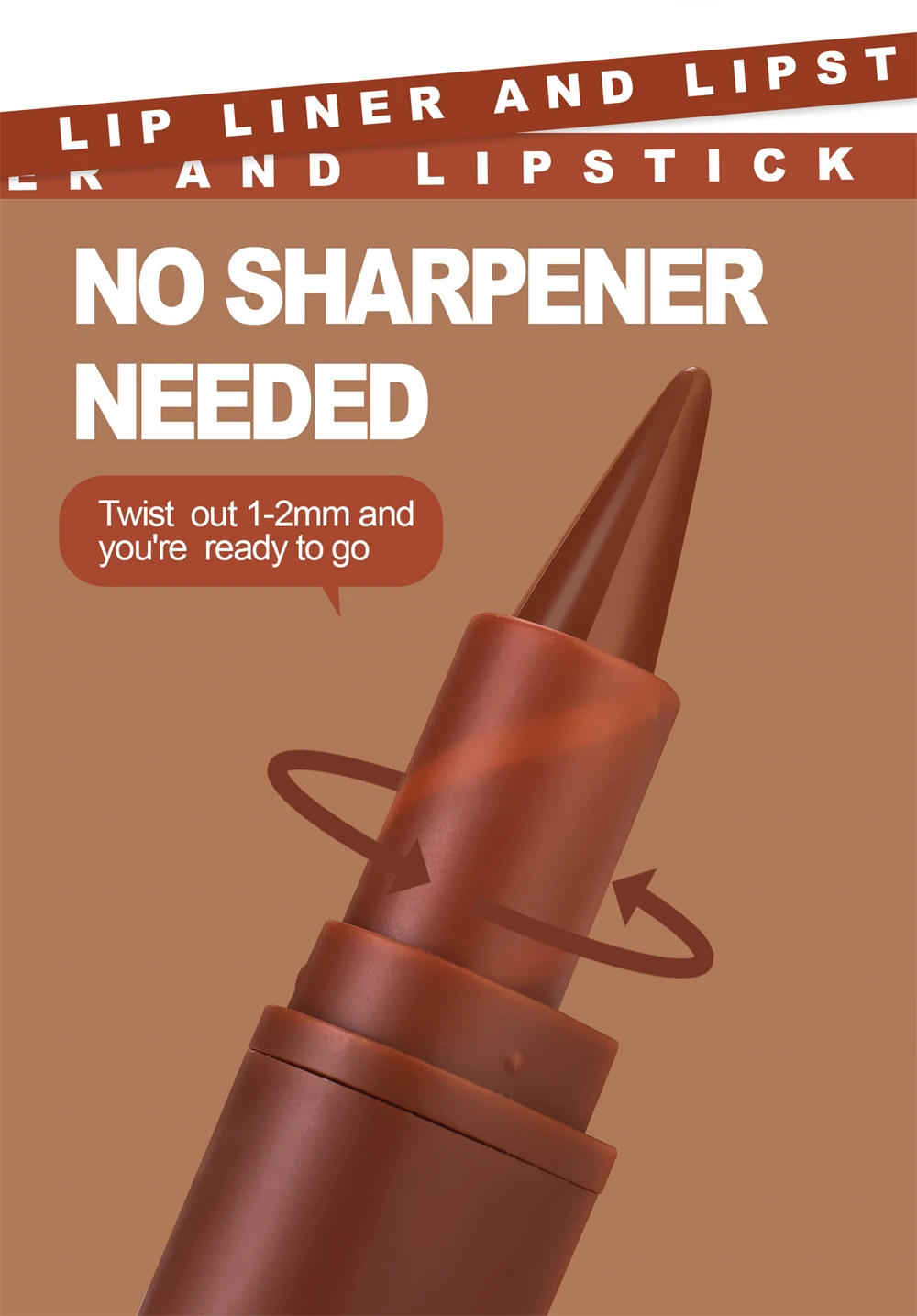 Description Picture 5 of itemDark Purple Waterproof Matte Lipliner A Dual-purpose Durable Lipstick With Tapered Tip Easy To Outline No Smudge Lip Makeup