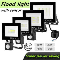 LED Flood Light 100W 50W 30W 20W 10W DC 220V Outdoor IP66 Waterproof Reflector Spotlight Street Light Wall Lamp Garden Lighting