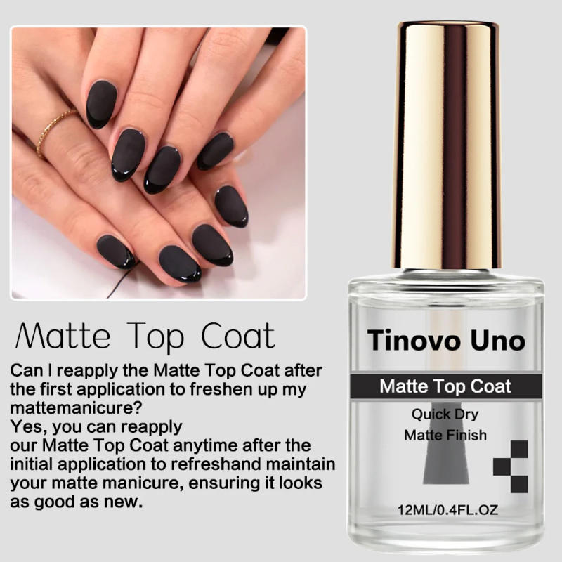 Description Picture 3 of itemTinovo Uno Normal Matte Top Coat Quick Dry Matte Regular Nail Polish Finish 12ML Long Lasting Wear Clear Nails Lacquer Sealer