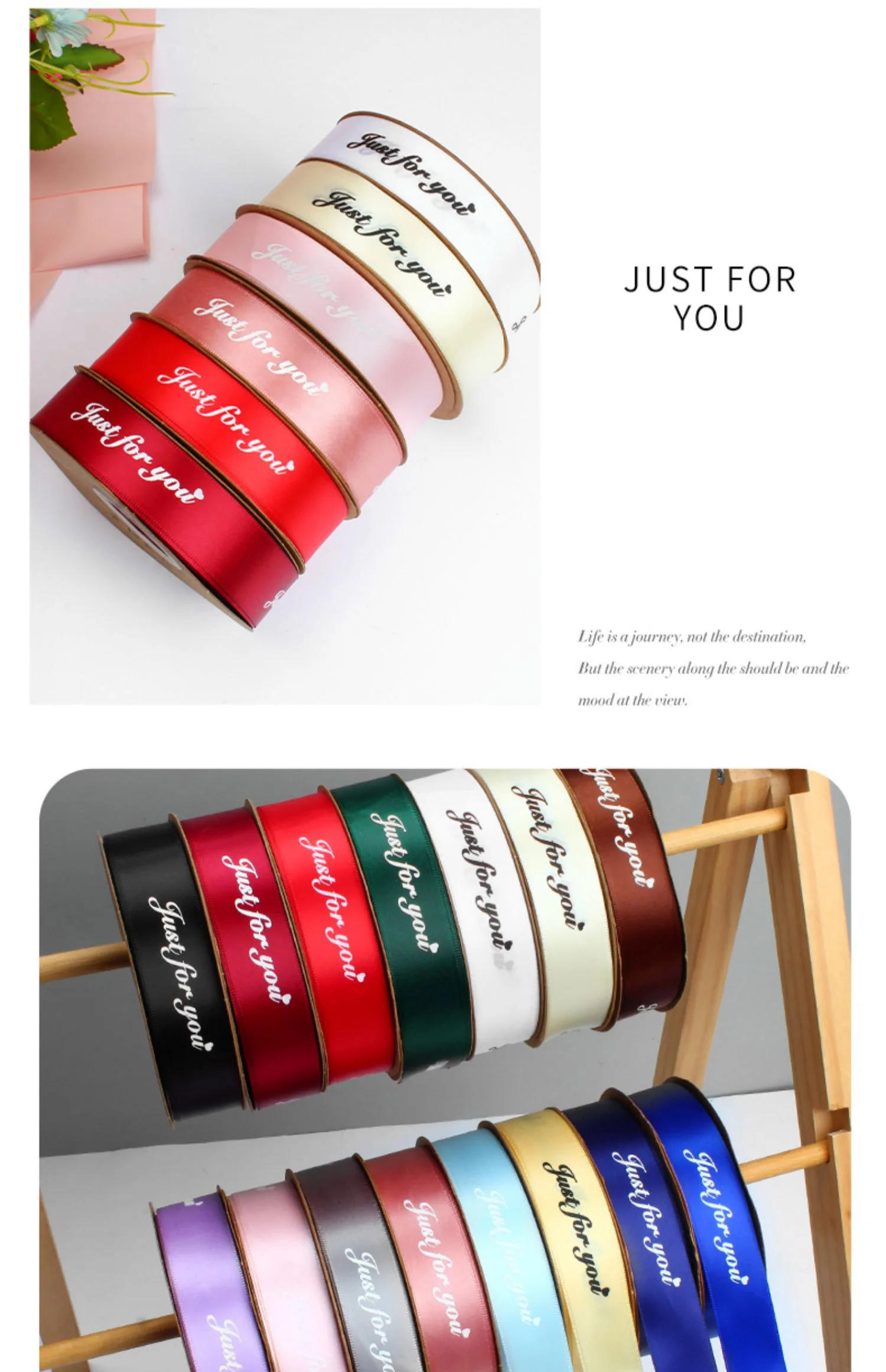 Description Picture 3 of itemEncrypted Flower Packaging Ribbon, English Letter Printing Ribbon, Gift Box Ribbon, Bouquet Webbing, 2.5cm, 49Yards