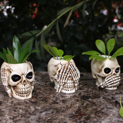 3 Styles Skull Flowerpot Silicone Mold Pen Holder Ornaments Mold Resin Epoxy Clay Craft DIY Ornament Jewelry Making Tool