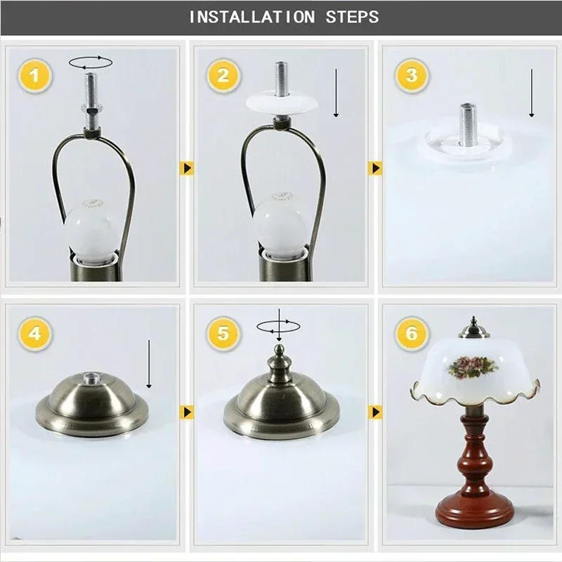 Description Picture 6 of itemEuropean style retro study desk lamp American country solid wood dimmed bedroom bedside lamp table lamp classic