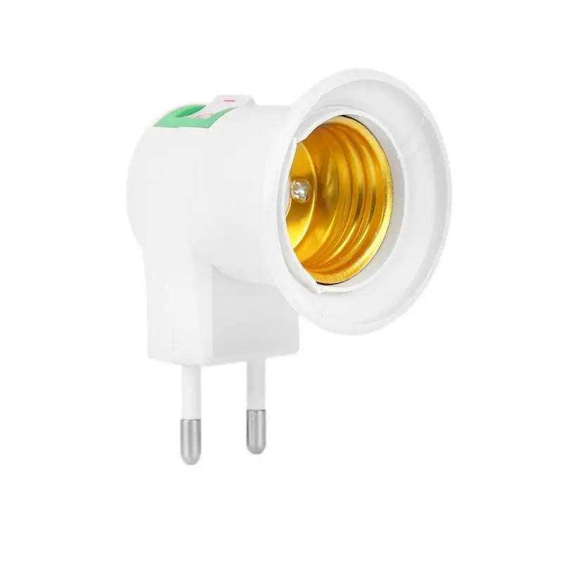 Description Picture 5 of item5Pcs/lot  Lamp Base E27 LED Light Male Socket to EU/US Type Plug Adapter Converter for Bulb Holder with ON/OFF Button White