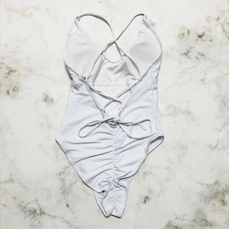 Description Picture 2 of itemSexy Female Swimsuit With Chest Pad 1-Piece Swimwear Women Monokini Bandage Swimming Suit S-3XL Pink Black Push Up Bathing Suits