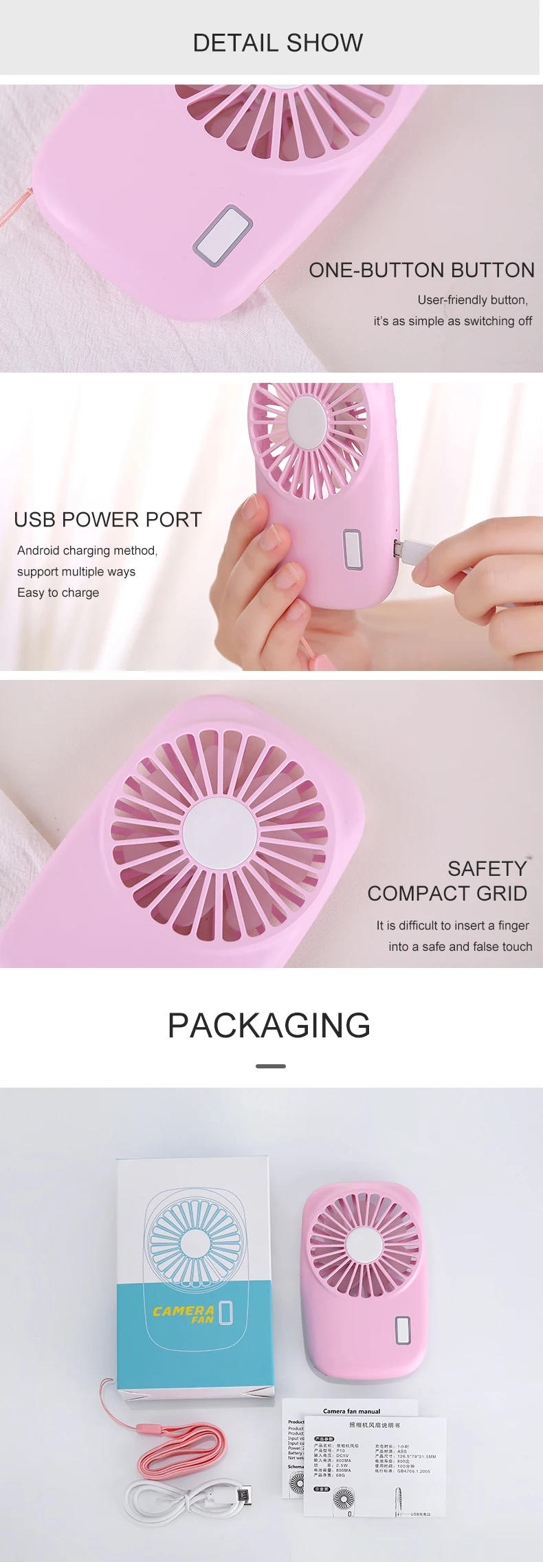 Description Picture 5 of itemPortable Mini Handheld Wireless Electric Fan USB Rechargeable Desktop Air Conditioner Electric Neck Fan for Camping Outdoor