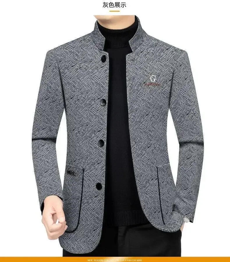 Description Picture 6 of itemMen Stand-up Collar Business Blazers Jackets Man Casual Suits Coats High Quality Men Blazers Jackets New Spring Autumn Coats 4XL
