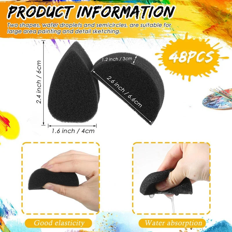 Description Picture 3 of itemFace Paint Sponges Face Painting Black Sponges High Density For Art Work And Body Paint (10/24 Petals + 10/24 Half Moon)