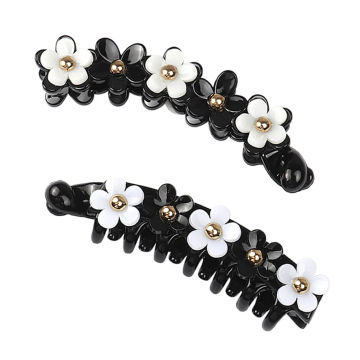 2pcs Flower Banana Clip Hair Comb Hair Clincher Ponytail Holder Hair Claw Jaw Hair Grip Hair Barrettes Hair Pin Hair