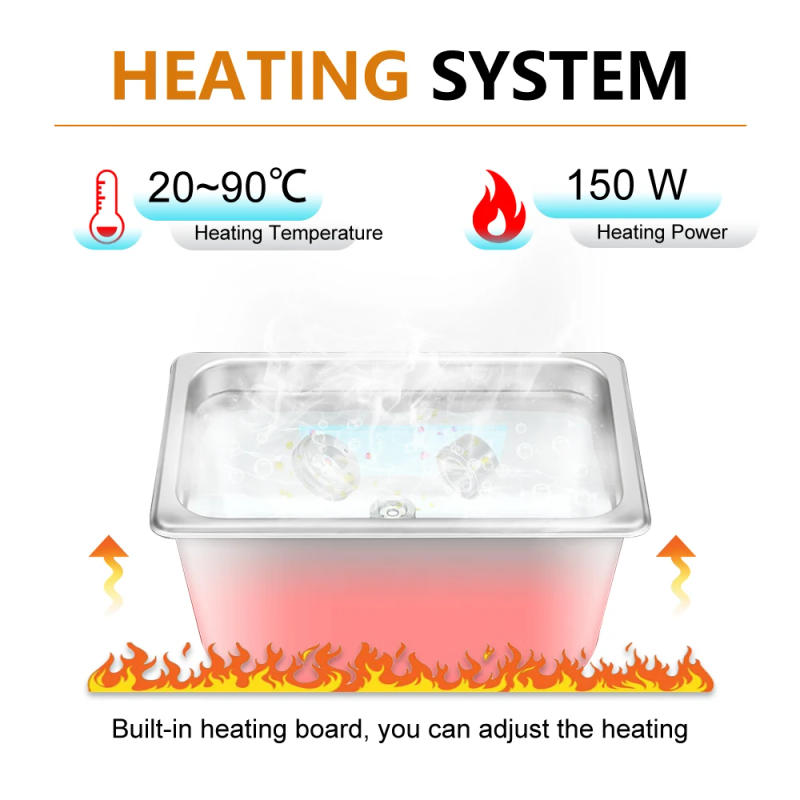 Description Picture 6 of item220V EU Plug Ultrasonic Cleaner Bath 2L with Heater Timer Digital Display Stainless Basket Diswasher Ultrasound Home Appliances