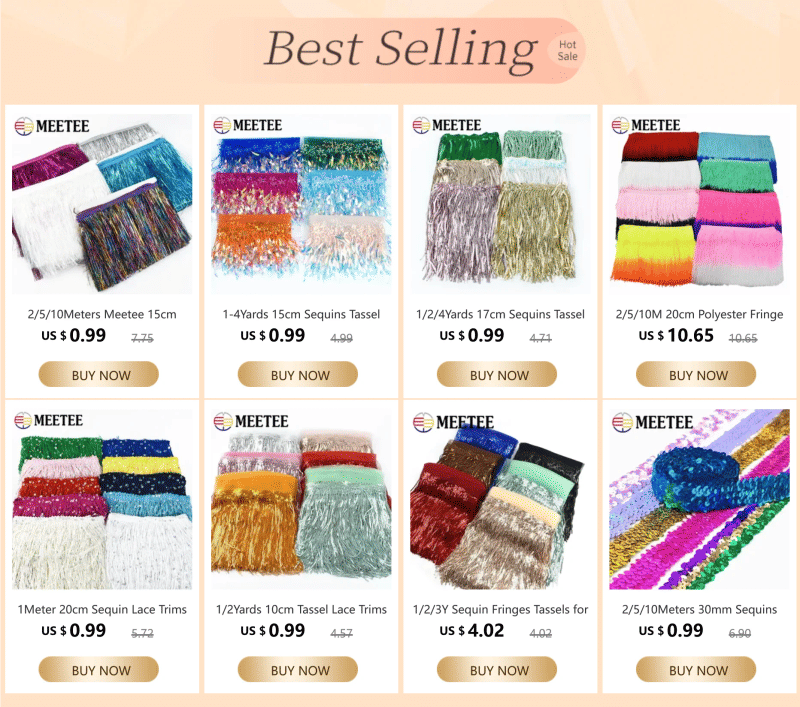 Description Picture 3 of item2/5/10Yards Embroidered Sequin Tassel Fringe for Sewing Ethnic Lace Trims Ribbon Latin Dance Clothes Skirt Trimming Accessories