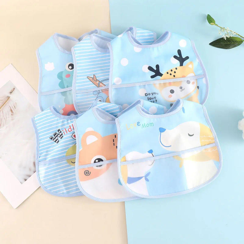 Description Picture 4 of itemRandom pattern 6/8 piece set baby rice pocket baby waterproof saliva towel baby bib bib eating bib