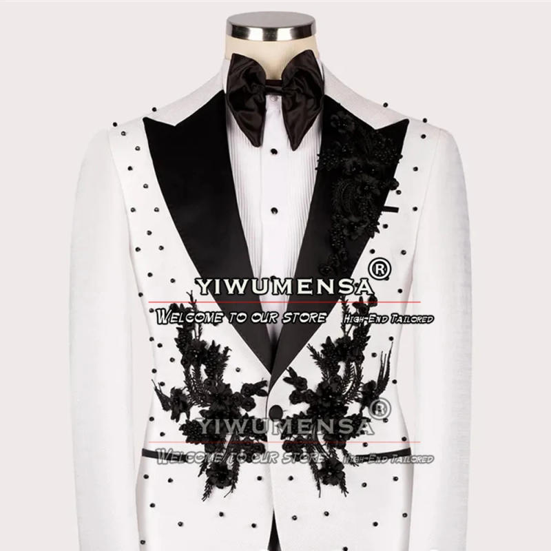 Description Picture 4 of itemRed Wedding Suits For Men Black Pearls Appliques Blazer Tailor-Made 3 Pieces Formal Groom Wear Tuxedo Traje De Novio Para Boda