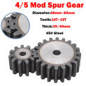 1PCS 45# Steel 4/5 Mod Spur Gears Pinion Gear 10/11/12/13/14/15/16/17/18/19 Teeth Thickness: 35/40mm Transmission Gear For CNC