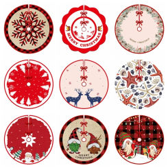 90CM Cartoon Christmas Tree Skirt Crafts Santa Claus Snowman Snowflake Merry Christmas Tree Decorations for Home Xmas Ornaments
