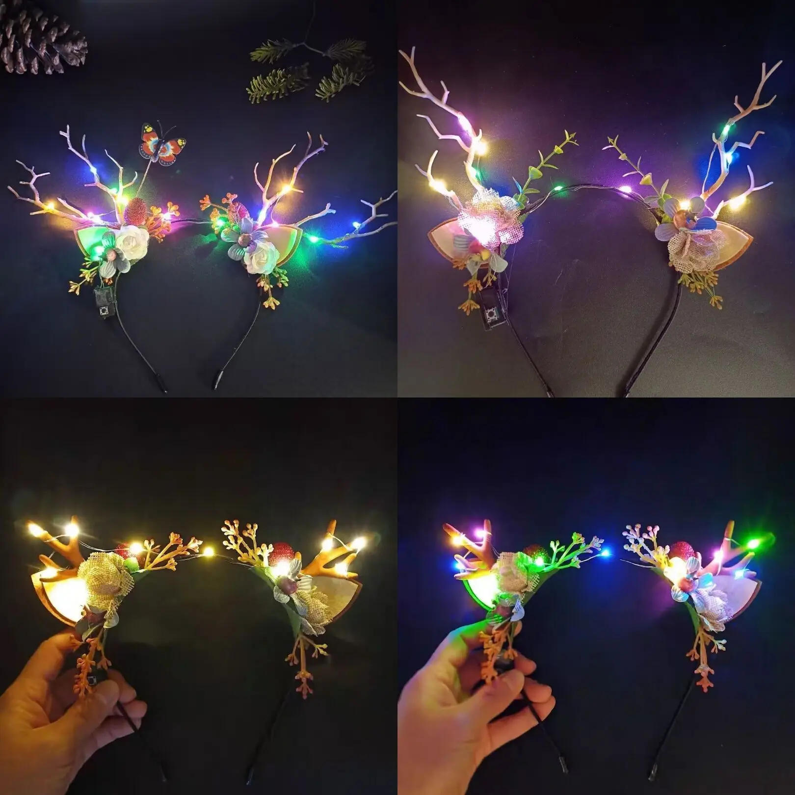 Description Picture 2 of itemElk Pulp Antlers Headwear, Christmas Headband, LED Light Headdress, Hair Band, Party Performance Props, Hair Accessories