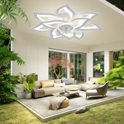 IRALAN Ceiling Fan with Lights Modern Flower Flush Mount Reversible Ceiling Fan for Living Room, Bedroom, Indoor