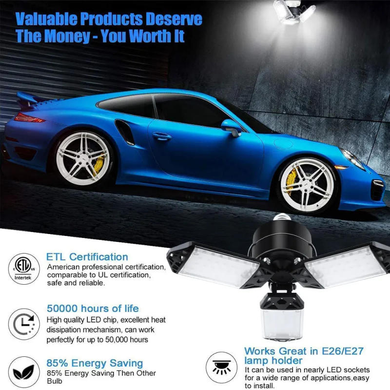 Description Picture 3 of itemGarage Lights with Adjustable Panels E26/E27 Ceiling Work Lamp 150W 15000 Lumen Bulb for Warehouse Workshop Industrial Fixture