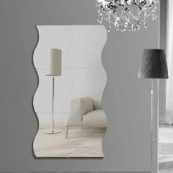6PCS Mirror Tiles Wall Stickers Self Adhesive  Acrylic Mirror Wall Stickers Wave Shapes Bedroom Bathroom Arts Decals Home Decor