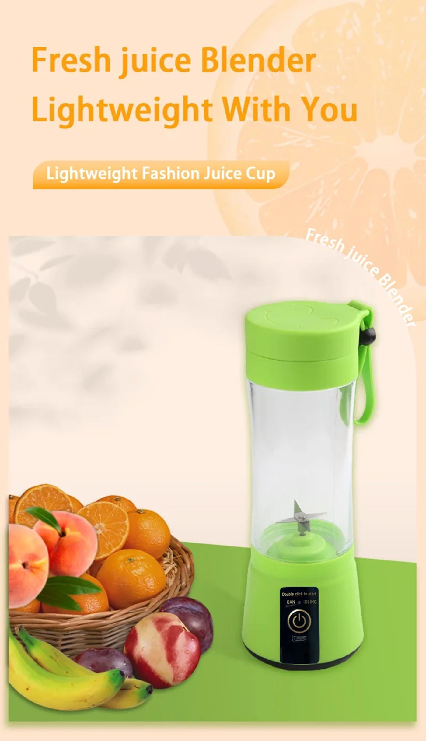 Description Picture 2 of item1Pc Portable Fruit Juice Blenders Summer Personal Electric Mini Bottle Home USB 6 Blades Juicer Cup Machine For Kitchen