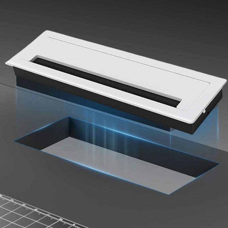 Description Picture 5 of itemThickening Desk Cable Management Grommets With Brush Homes Office Cord Organizes Inserts Rectangle Cable Hole Covers