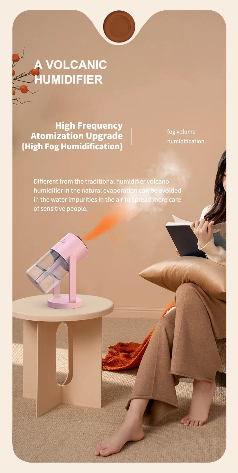 Description Picture 5 of itemNew Portable Home Desktop Humidifier Mini Air Purifier Simulation Of The Flame Seven Color Atmosphere Light Air Car Humidifier