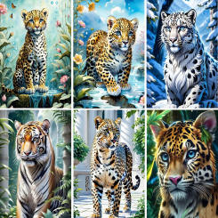 Zipper Bag 5D DIY Animal Diamond Painting Set Money Leopard Tiger Landscape Handmade Embroidery Forest Mosaic Home