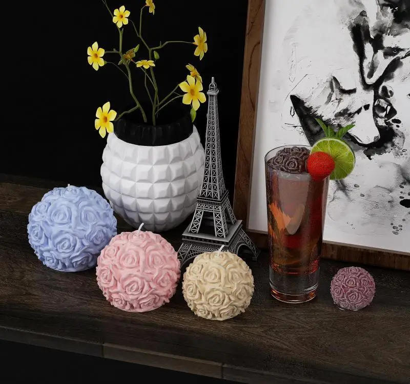 Description Picture 5 of itemModeling Silicone Mold Scented Candle Making Flower Ball Silicone Molds DIY Aromath Soaps Birthday Holiday Gift Wedding Souvenir