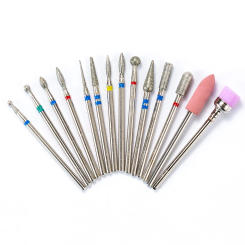 14pcs Nail Drill Bit Set Diamond Manicure Cutter Grinding Bits Accesories for Gel Nail Polish Nails Art Tool