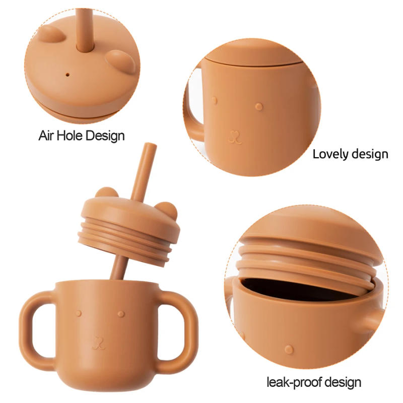 Description Picture 4 of itemBPA Free Safe Baby Cup Drinking Training Cartoon Shape Cup Baby Silicone Sippy Cups With Straw For Toddler Baby Items