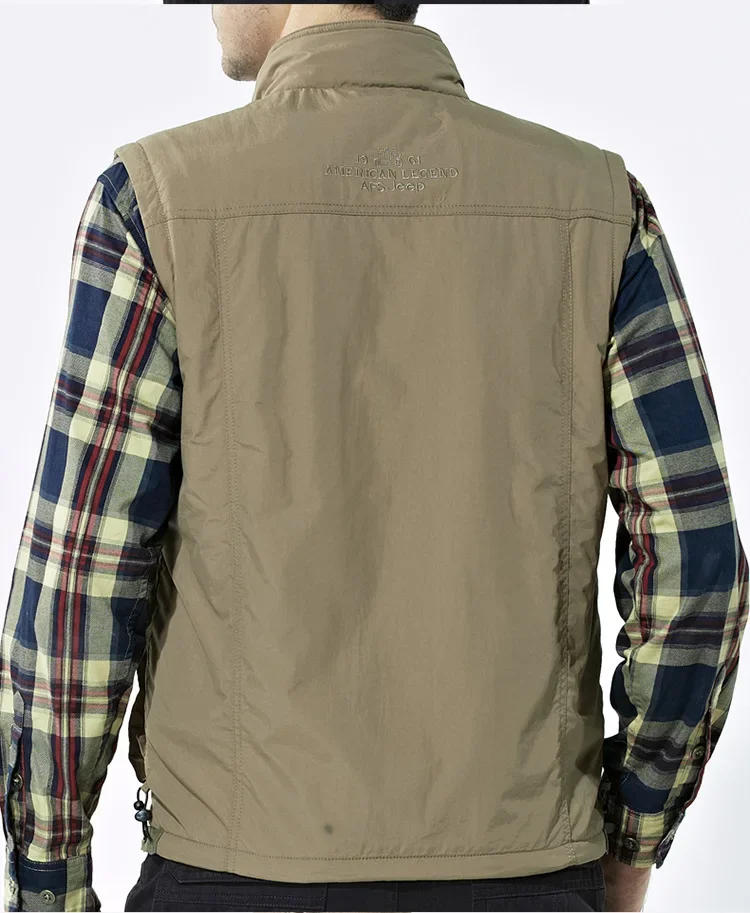 Description Picture 6 of itemMen Autumn Winter Vest Mens Casual Thicken Fleece Warm Waistcoat Outdoor Multi pocket Military Fishing Hiking Sleeveless Jacket