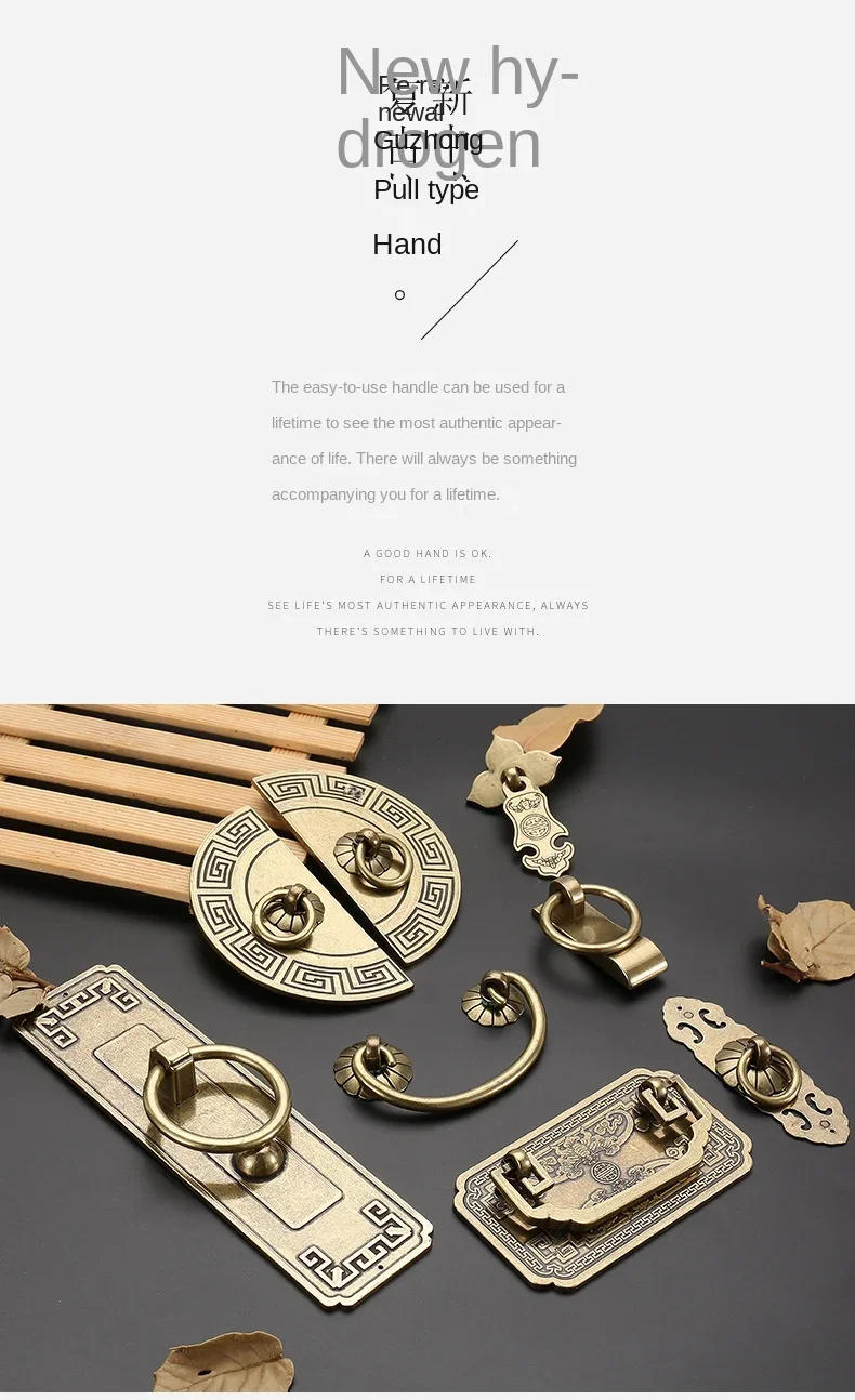 Description Picture 4 of itemCabinet Handle Portable Single Hole Screw Mounting Antique Chinese Style Pull Knob Furniture Hardware Yellow Bronze